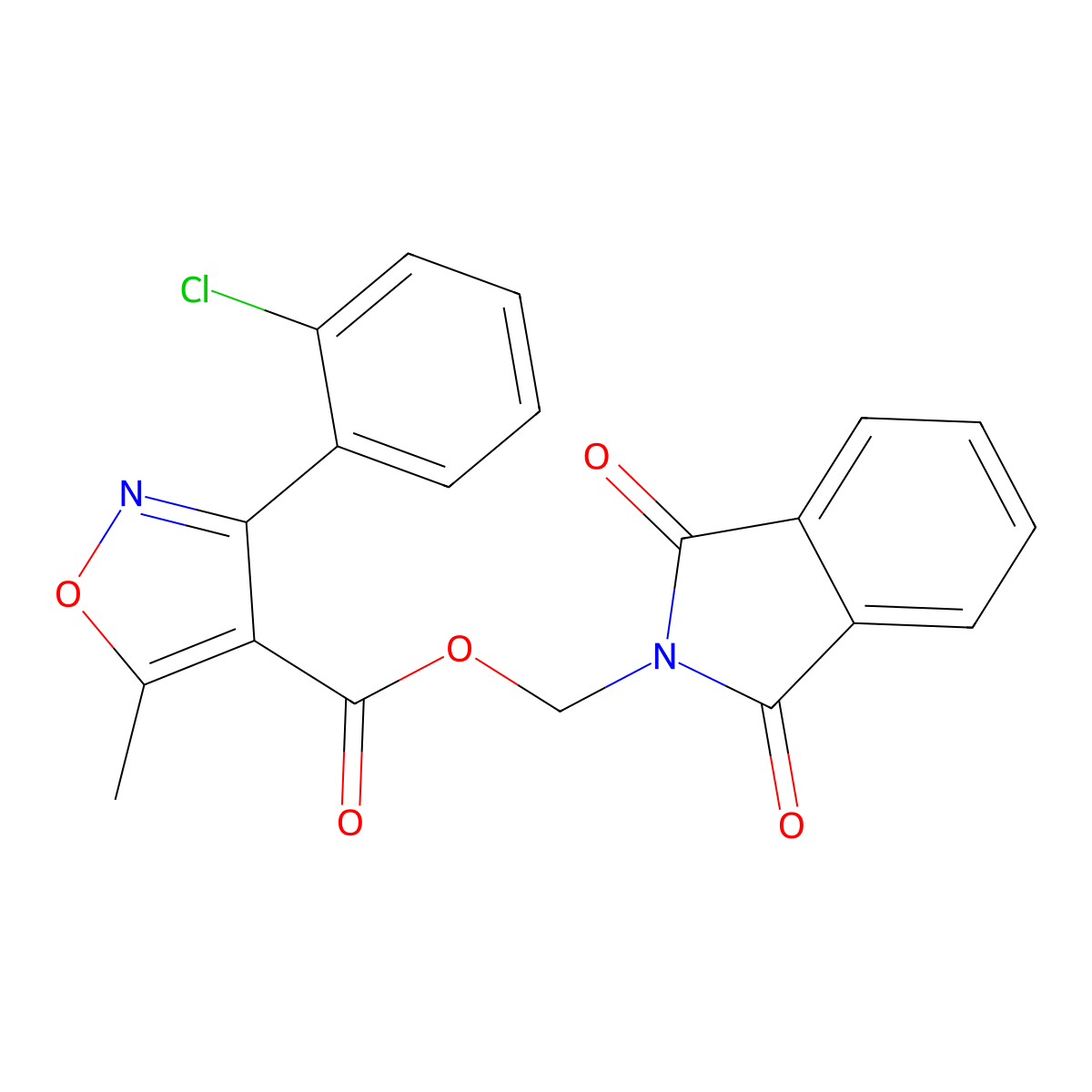 (1,3-Dioxoisoindolin-2-yl)methyl 3-(2-chlorophenyl)-5-methylisoxazole-4-carboxylate molecular structure, CAS 536722-03-9