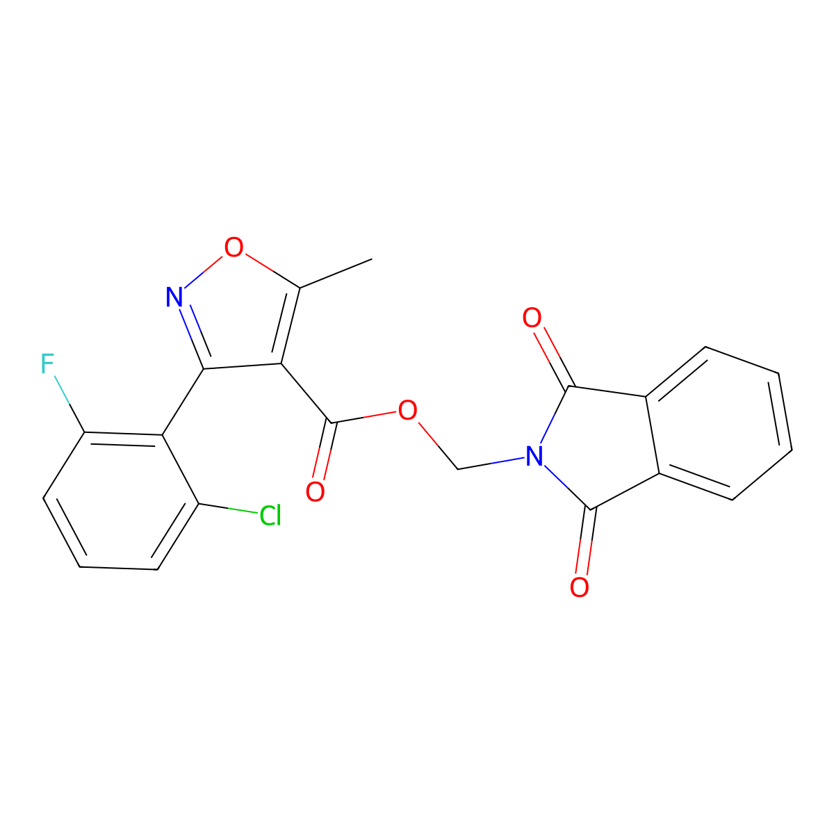 (1,3-Dioxoisoindolin-2-yl)methyl 3-(2-chloro-6-fluorophenyl)-5-methylisoxazole-4-carboxylate molecular structure, CAS 536722-04-0