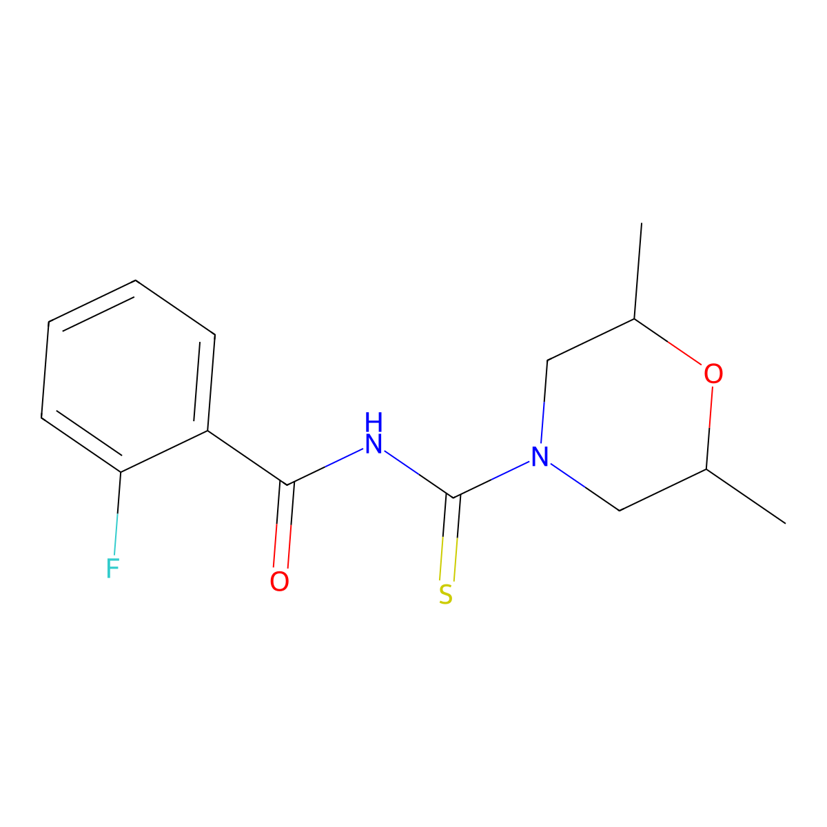 N-(2,6-dimethylmorpholine-4-carbothioyl)-2-fluorobenzamide molecular structure, CAS 536722-12-0