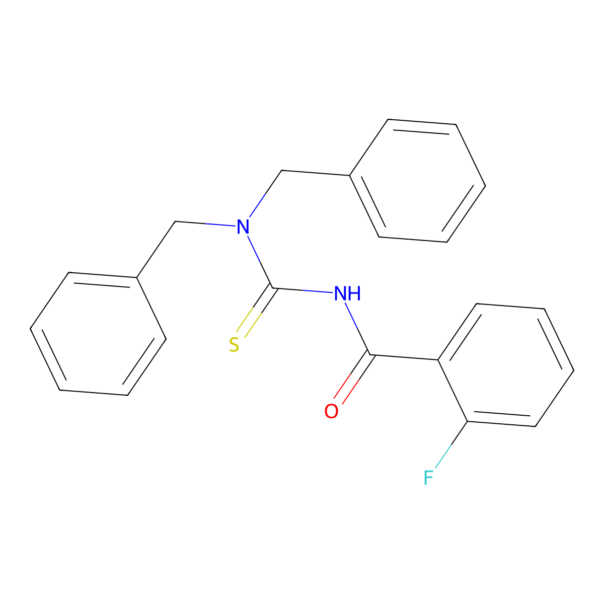N-(dibenzylcarbamothioyl)-2-fluorobenzamide molecular structure, CAS 536722-22-2