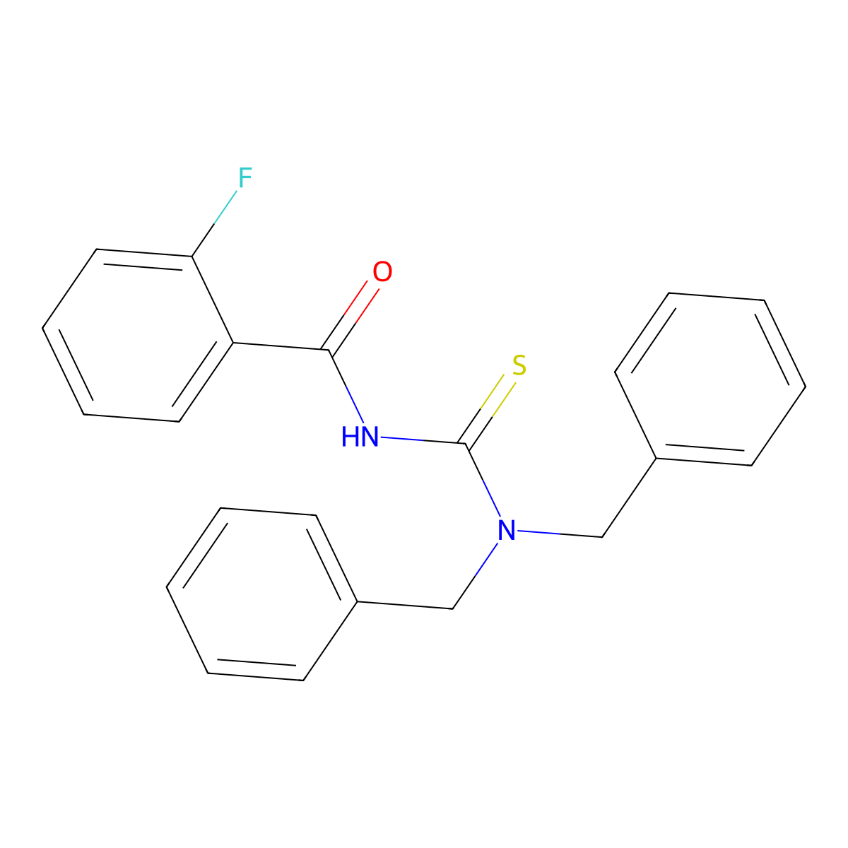 N-(dibenzylcarbamothioyl)-2-fluorobenzamide molecular structure, CAS 536722-22-2