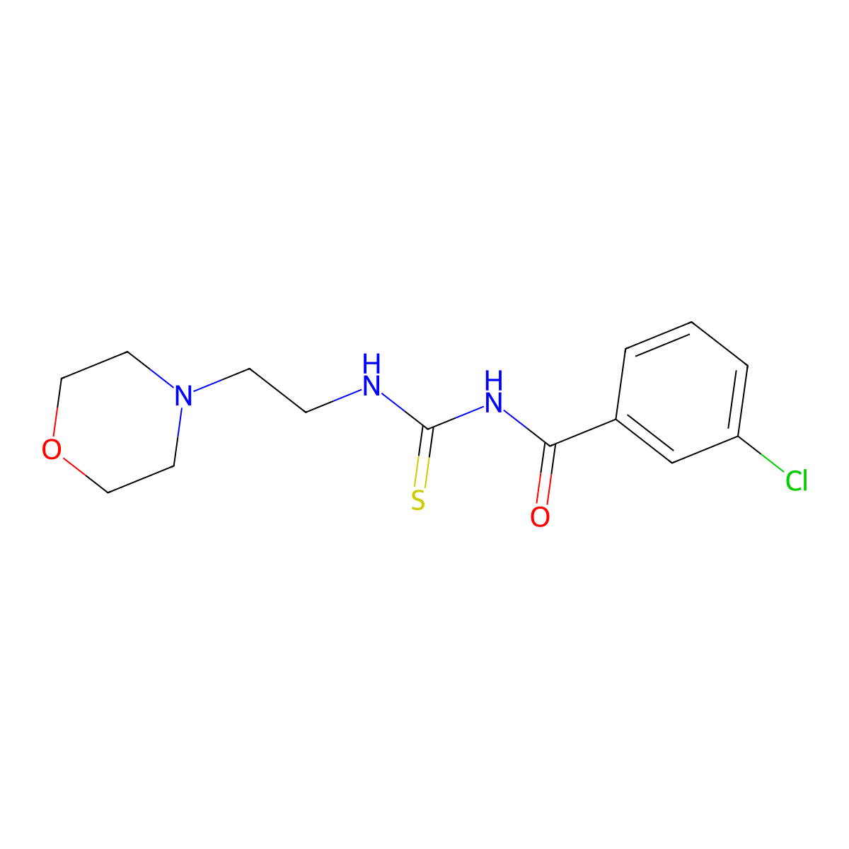 3-chloro-N-(2-morpholin-4-ylethylcarbamothioyl)benzamide molecular structure, CAS 536722-46-0