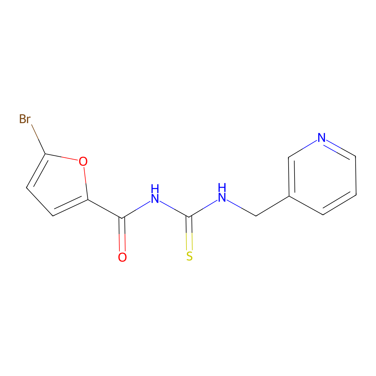 5-bromo-N-((pyridin-3-ylmethyl)carbamothioyl)furan-2-carboxamide molecular structure, CAS 536722-56-2