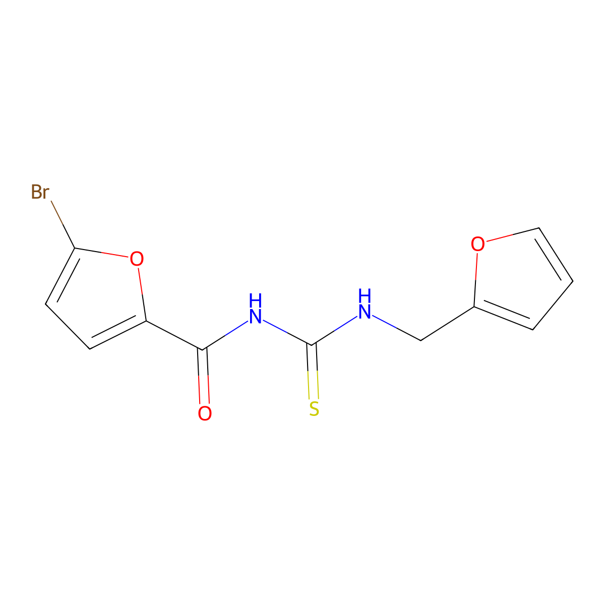 5-bromo-N-((furan-2-ylmethyl)carbamothioyl)furan-2-carboxamide molecular structure, CAS 536722-58-4