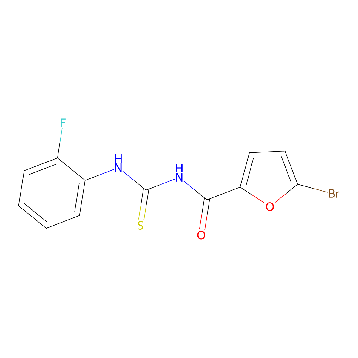 5-bromo-N-[(2-fluorophenyl)carbamothioyl]furan-2-carboxamide molecular structure, CAS 536722-64-2