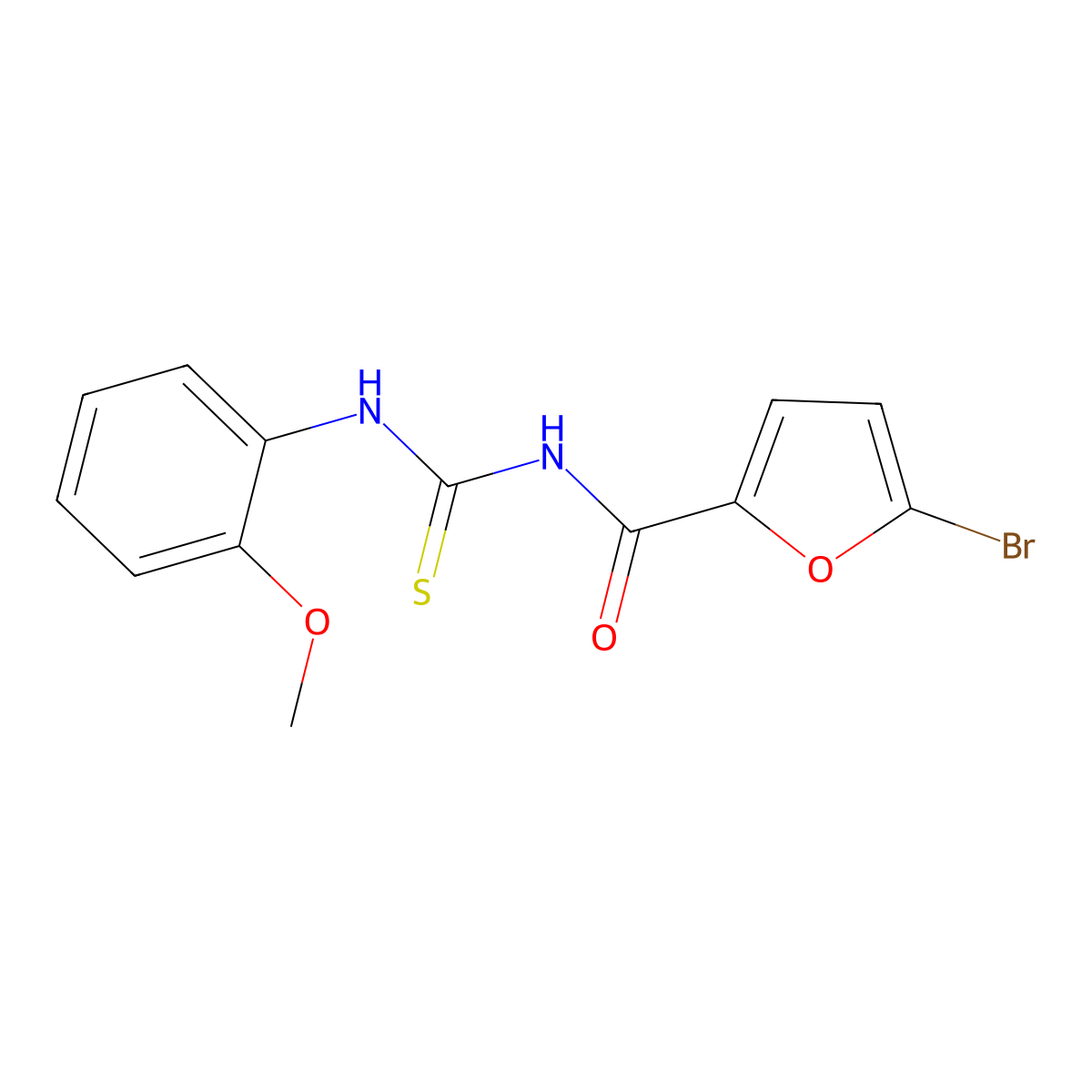 5-bromo-N-((2-methoxyphenyl)carbamothioyl)furan-2-carboxamide molecular structure, CAS 536722-69-7