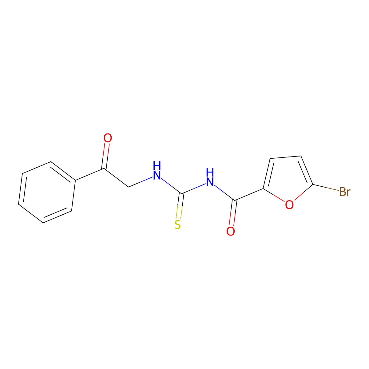 5-bromo-N-((2-oxo-2-phenylethyl)carbamothioyl)furan-2-carboxamide molecular structure, CAS 536722-70-0