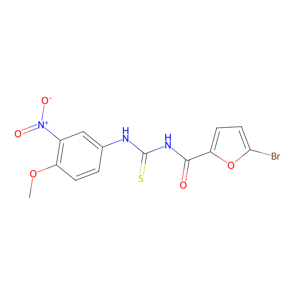 5-bromo-N-((4-methoxy-3-nitrophenyl)carbamothioyl)furan-2-carboxamide molecular structure, CAS 536722-73-3