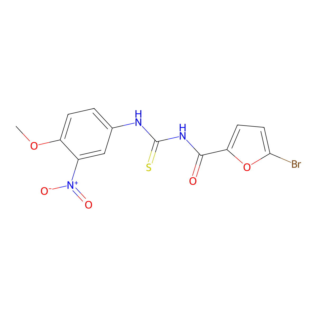 5-bromo-N-((4-methoxy-3-nitrophenyl)carbamothioyl)furan-2-carboxamide molecular structure, CAS 536722-73-3