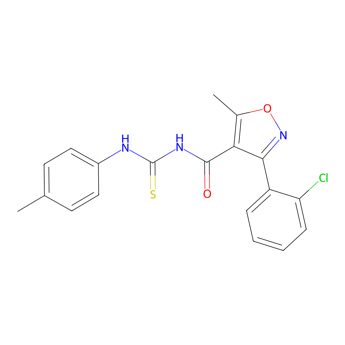 3-(2-chlorophenyl)-5-methyl-N-[(4-methylphenyl)carbamothioyl]-1,2-oxazole-4-carboxamide molecular structure, CAS 536725-42-5