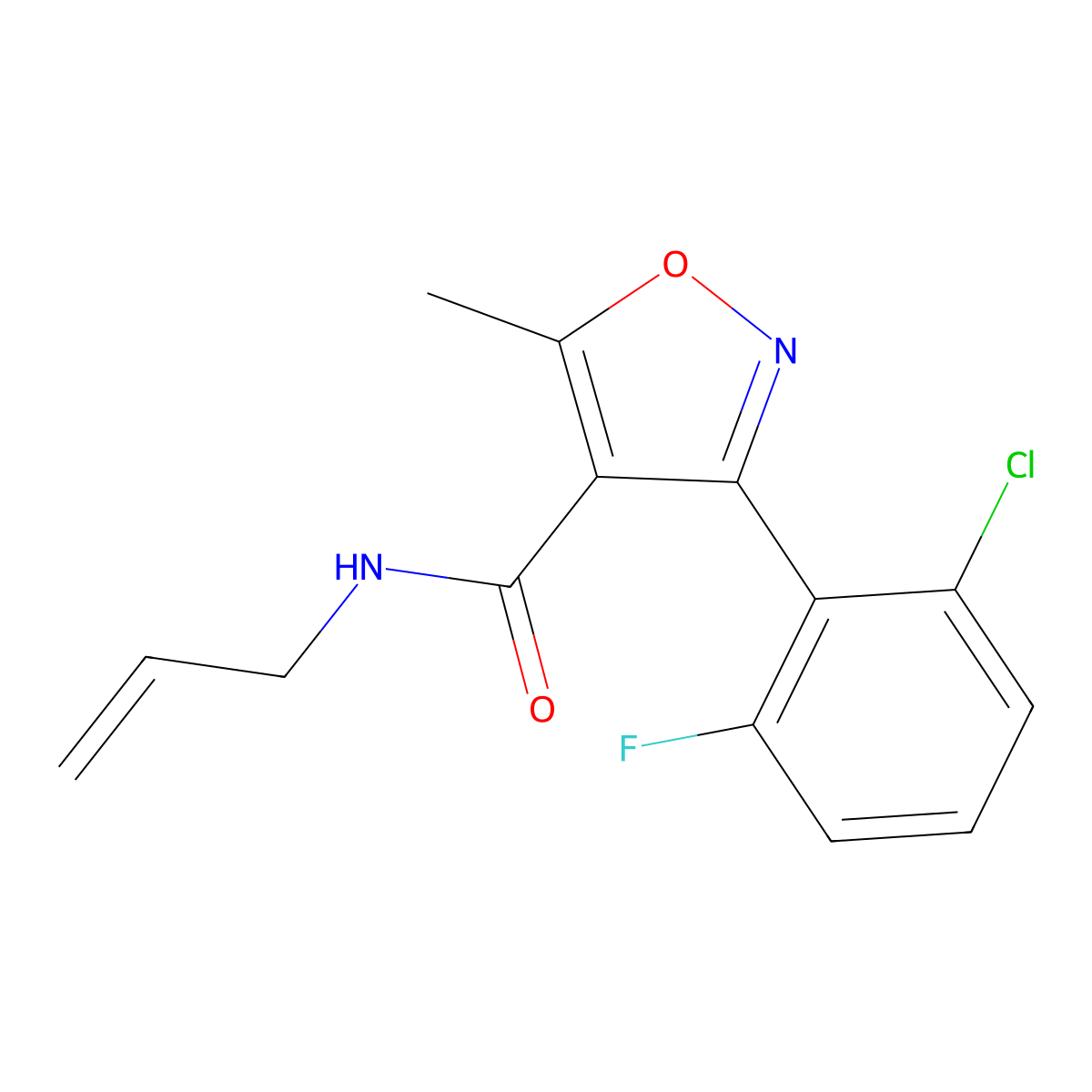 3-(2-chloro-6-fluorophenyl)-5-methyl-N-(prop-2-en-1-yl)-1,2-oxazole-4-carboxamide molecular structure, CAS 536725-77-6