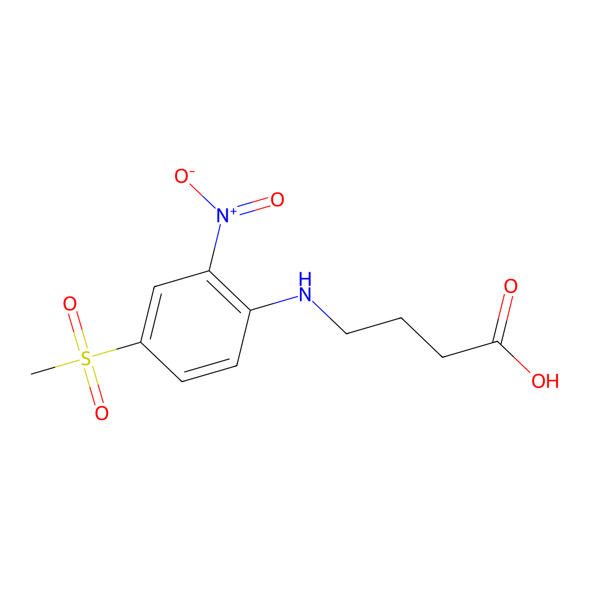 4-((4-(Methylsulfonyl)-2-nitrophenyl)amino)butanoic acid molecular structure, CAS 536726-22-4
