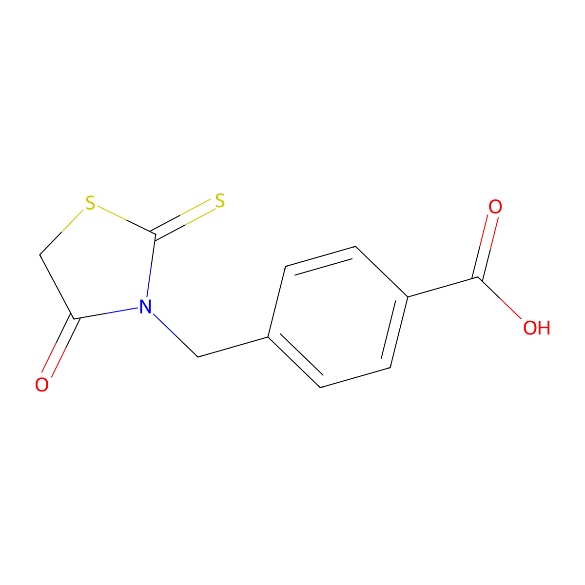 4-[(4-Oxo-2-sulfanylidene-1,3-thiazolidin-3-yl)methyl]benzoic acid molecular structure, CAS 536727-51-2