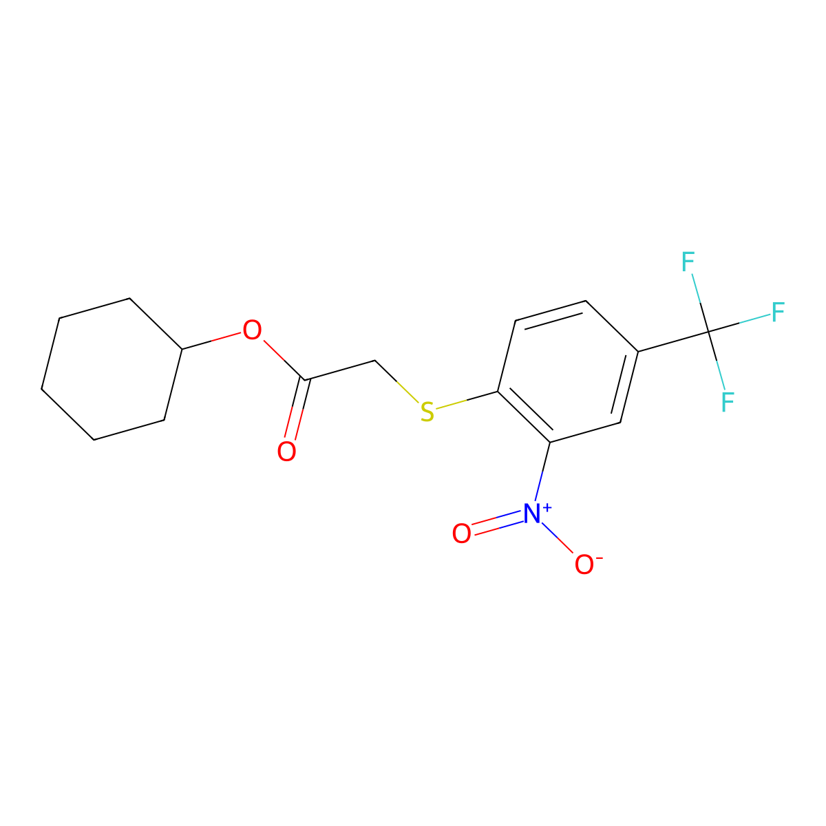 Cyclohexyl {[2-nitro-4-(trifluoromethyl)phenyl]sulfanyl}acetate molecular structure, CAS 536728-94-6
