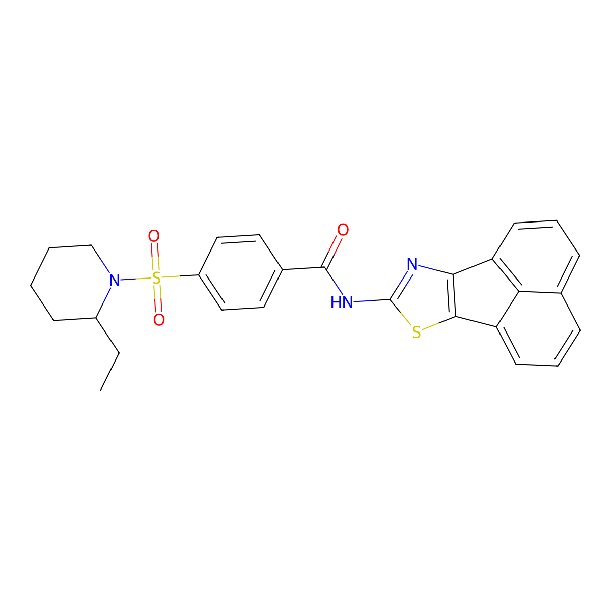 N-(acenaphtho[1,2-d]thiazol-8-yl)-4-((2-ethylpiperidin-1-yl)sulfonyl)benzamide molecular structure, CAS 536730-11-7