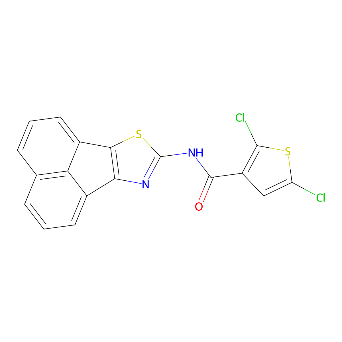 N-(acenaphtho[1,2-d]thiazol-8-yl)-2,5-dichlorothiophene-3-carboxamide molecular structure, CAS 536730-25-3