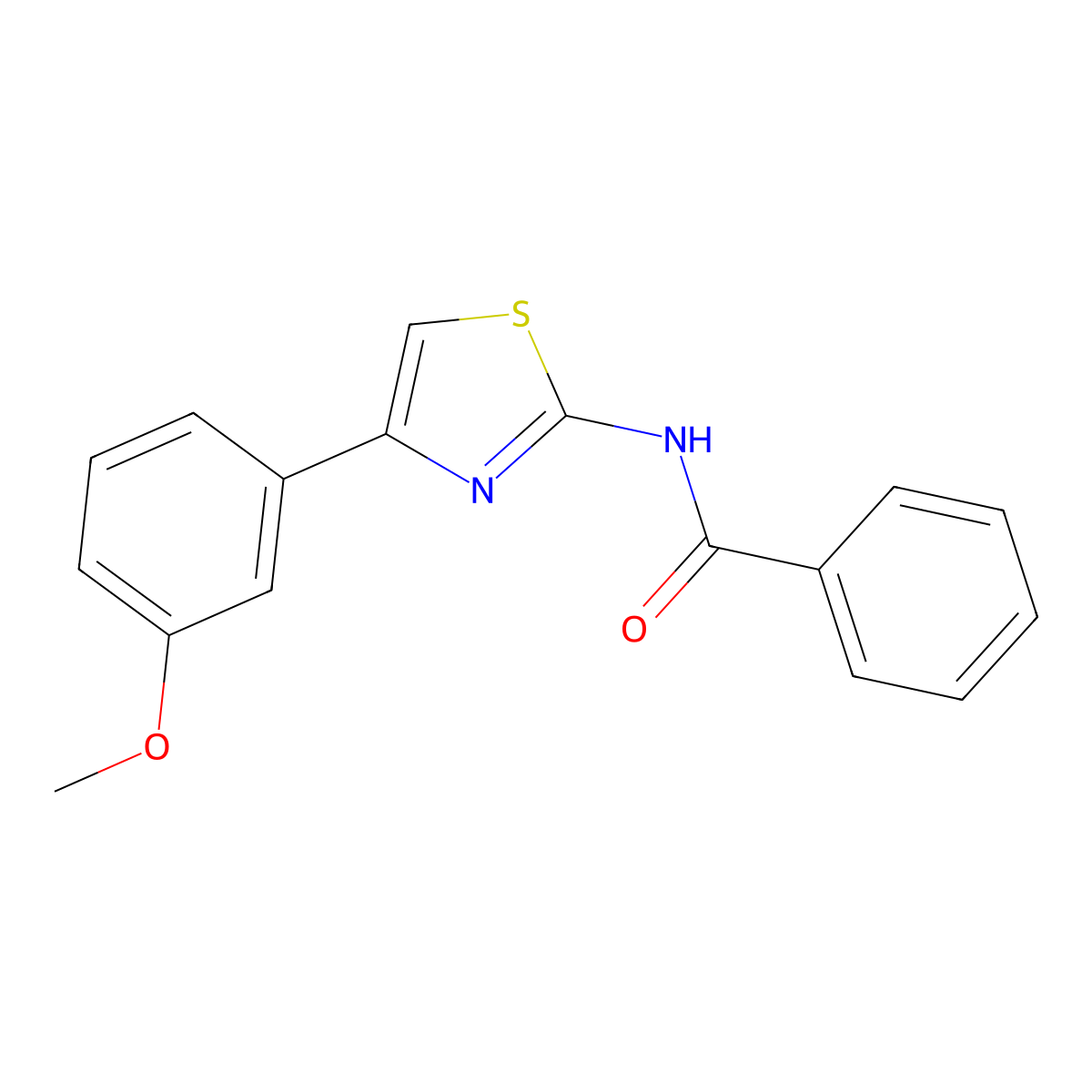 N-[4-(3-methoxyphenyl)-1,3-thiazol-2-yl]benzamide molecular structure, CAS 536730-28-6