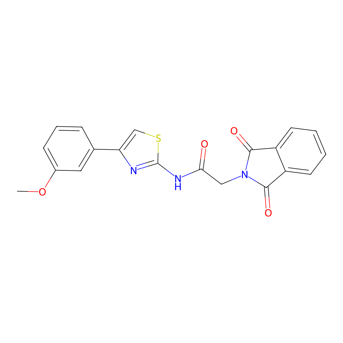 2-(1,3-dioxoisoindolin-2-yl)-N-(4-(3-methoxyphenyl)thiazol-2-yl)acetamide molecular structure, CAS 536731-65-4