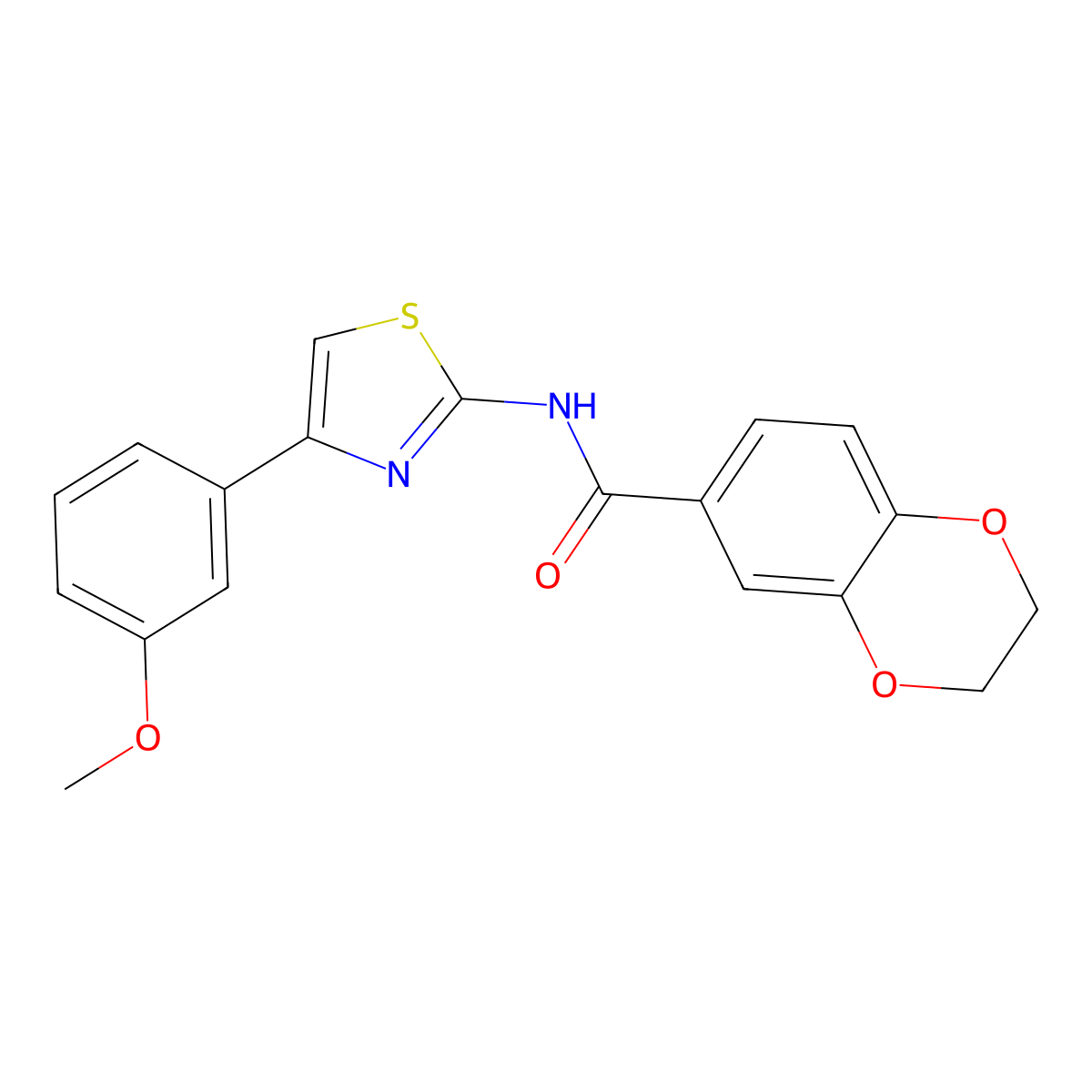 N-(4-(3-methoxyphenyl)thiazol-2-yl)-2,3-dihydrobenzo[b][1,4]dioxine-6-carboxamide molecular structure, CAS 536731-79-0
