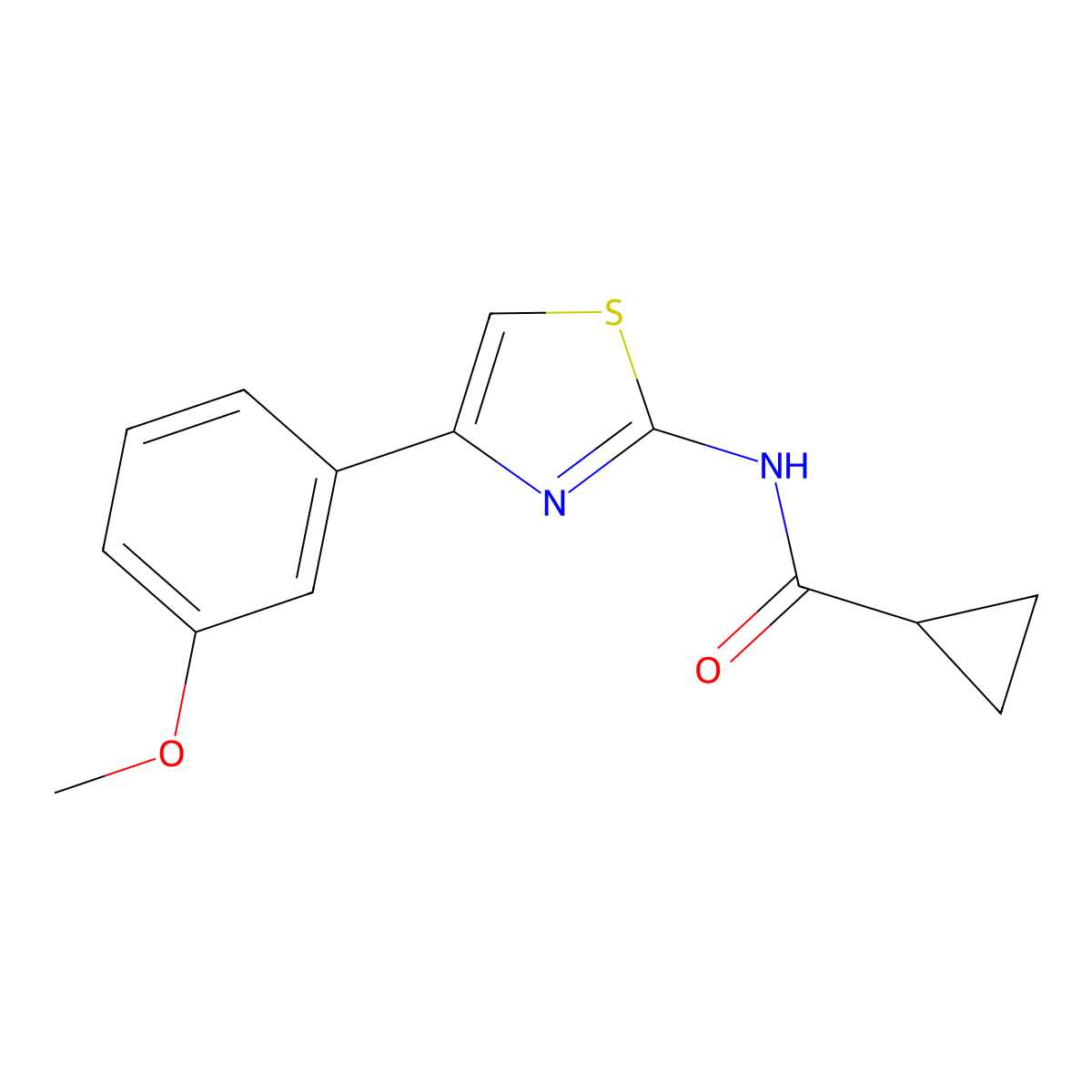 N-[4-(3-methoxyphenyl)-1,3-thiazol-2-yl]cyclopropanecarboxamide molecular structure, CAS 536731-87-0