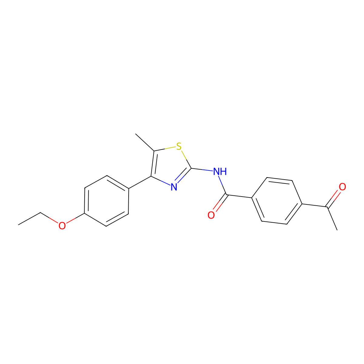 4-acetyl-N-[4-(4-ethoxyphenyl)-5-methyl-1,3-thiazol-2-yl]benzamide molecular structure, CAS 536732-60-2