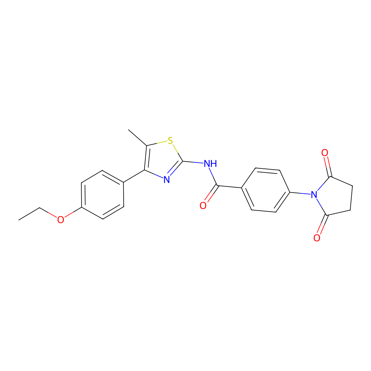 4-(2,5-dioxopyrrolidin-1-yl)-N-[4-(4-ethoxyphenyl)-5-methyl-1,3-thiazol-2-yl]benzamide molecular structure, CAS 536732-72-6