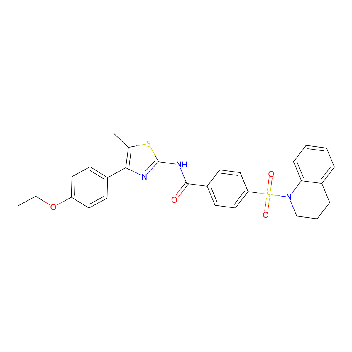4-(3,4-dihydro-2H-quinolin-1-ylsulfonyl)-N-[4-(4-ethoxyphenyl)-5-methyl-1,3-thiazol-2-yl]benzamide molecular structure, CAS 536732-75-9