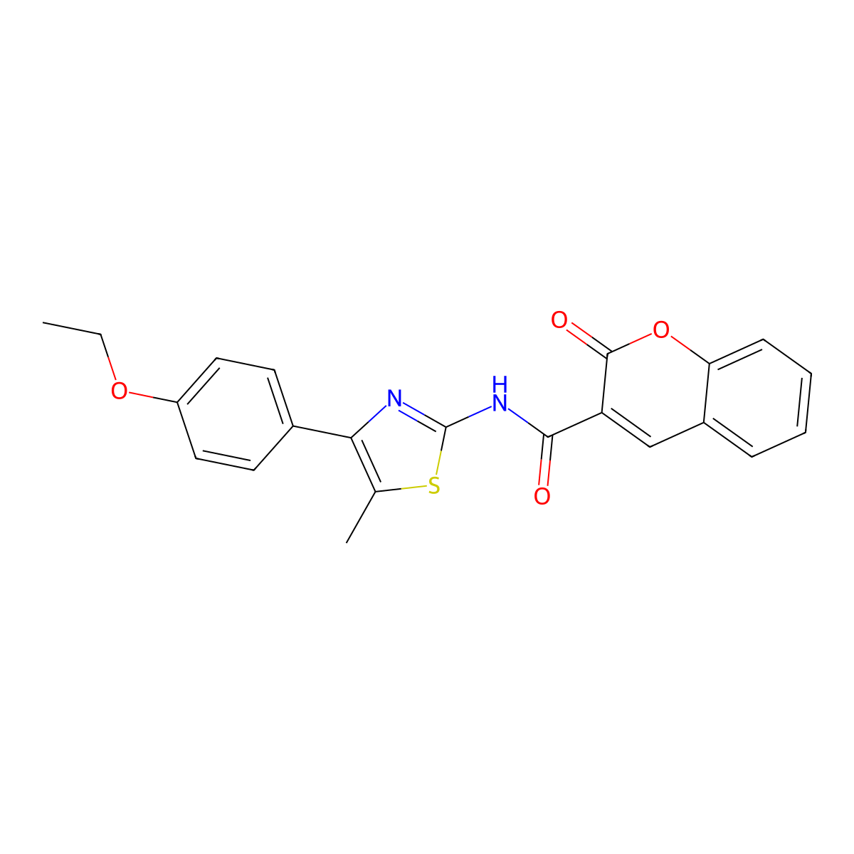 N-(4-(4-ethoxyphenyl)-5-methylthiazol-2-yl)-2-oxo-2H-chromene-3-carboxamide molecular structure, CAS 536732-80-6