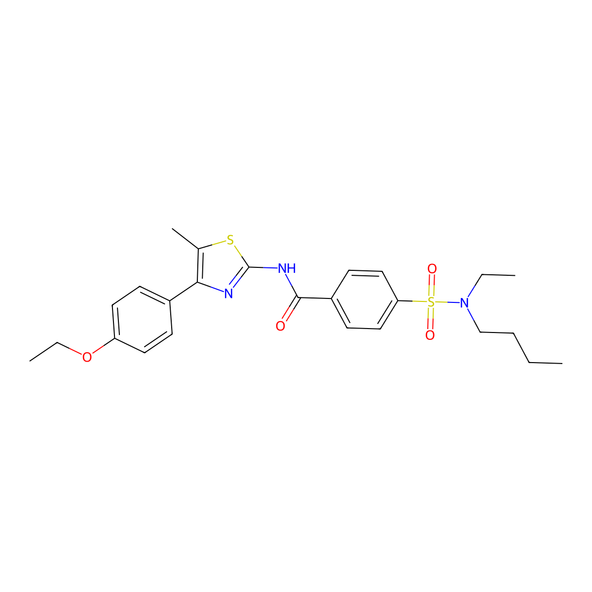 4-[butyl(ethyl)sulfamoyl]-N-[4-(4-ethoxyphenyl)-5-methyl-1,3-thiazol-2-yl]benzamide molecular structure, CAS 536733-35-4