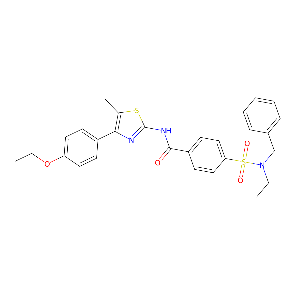 4-[benzyl(ethyl)sulfamoyl]-N-[4-(4-ethoxyphenyl)-5-methyl-1,3-thiazol-2-yl]benzamide molecular structure, CAS 536733-39-8