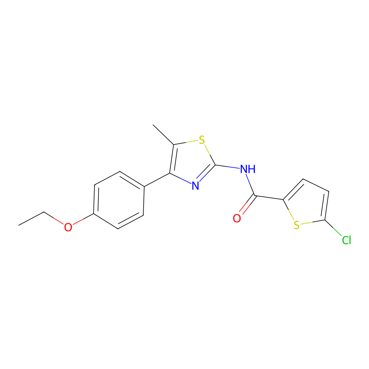 5-chloro-N-[4-(4-ethoxyphenyl)-5-methyl-1,3-thiazol-2-yl]thiophene-2-carboxamide molecular structure, CAS 536733-46-7