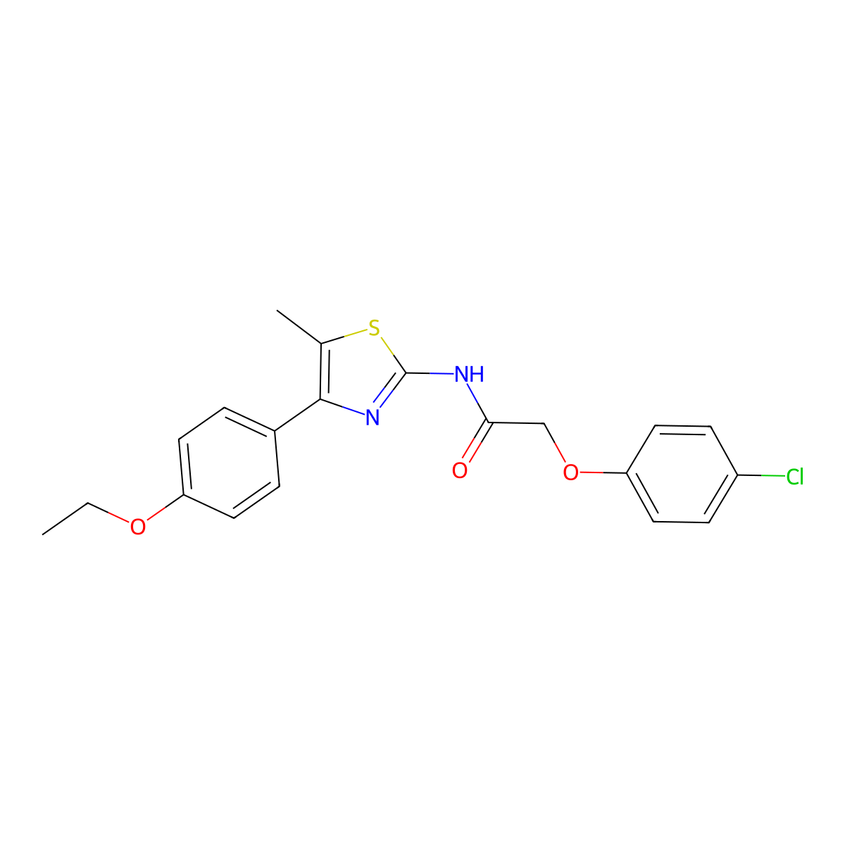 2-(4-chlorophenoxy)-N-[4-(4-ethoxyphenyl)-5-methyl-1,3-thiazol-2-yl]acetamide molecular structure, CAS 536733-48-9