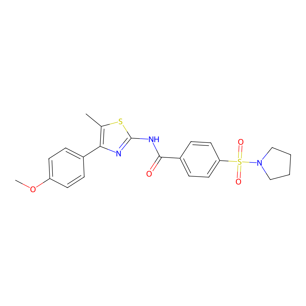 N-(4-(4-methoxyphenyl)-5-methylthiazol-2-yl)-4-(pyrrolidin-1-ylsulfonyl)benzamide molecular structure, CAS 536733-64-9