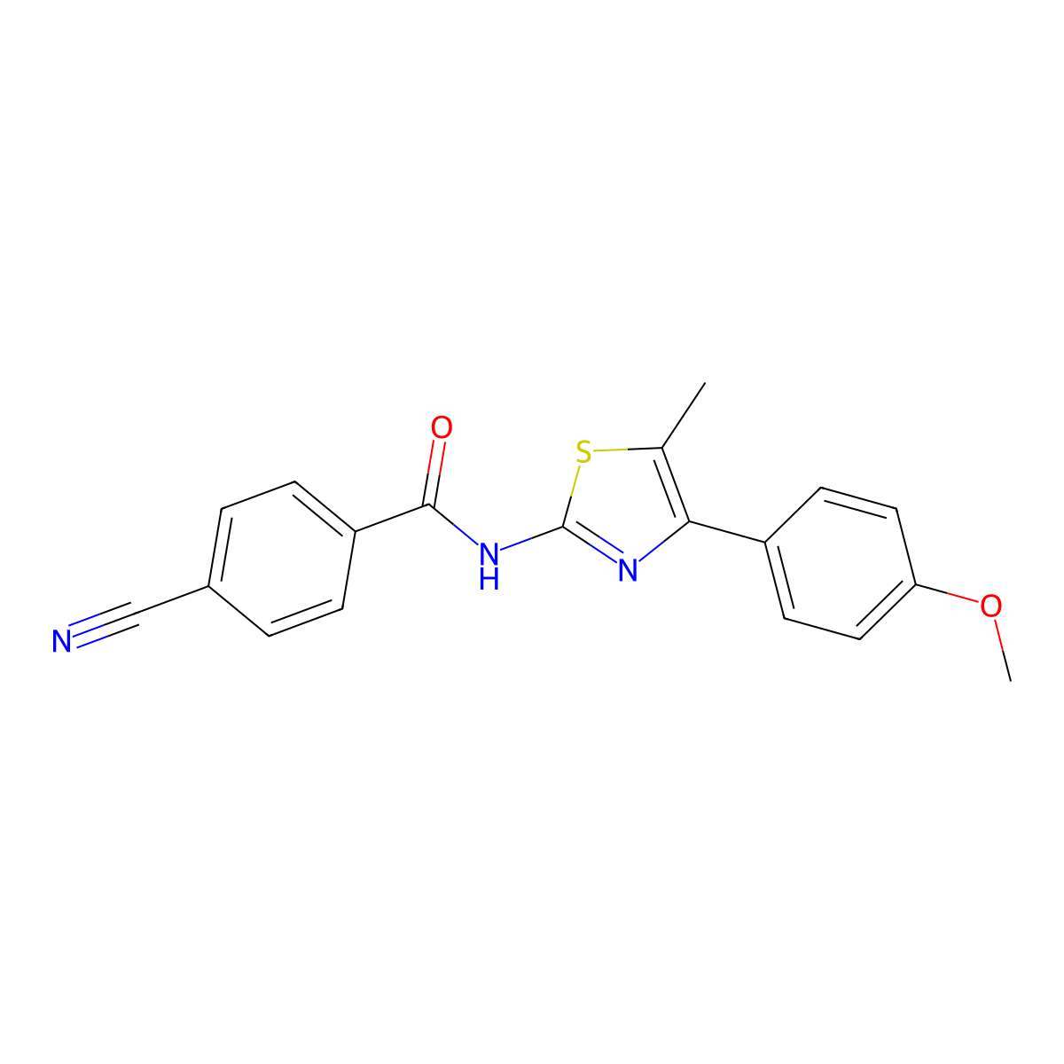 4-cyano-N-[4-(4-methoxyphenyl)-5-methyl-1,3-thiazol-2-yl]benzamide molecular structure, CAS 536733-67-2