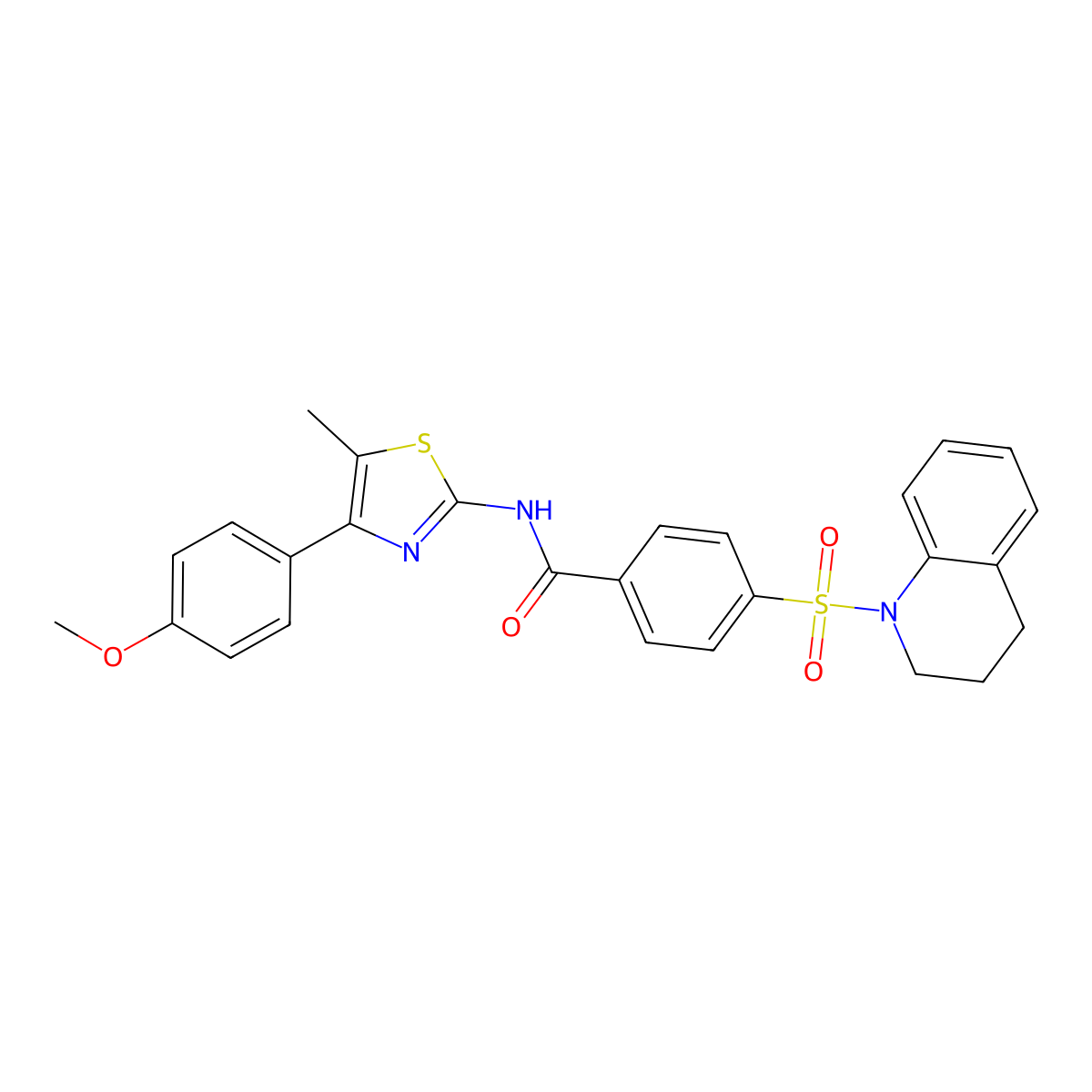 4-((3,4-dihydroquinolin-1(2H)-yl)sulfonyl)-N-(4-(4-methoxyphenyl)-5-methylthiazol-2-yl)benzamide molecular structure, CAS 536733-83-2
