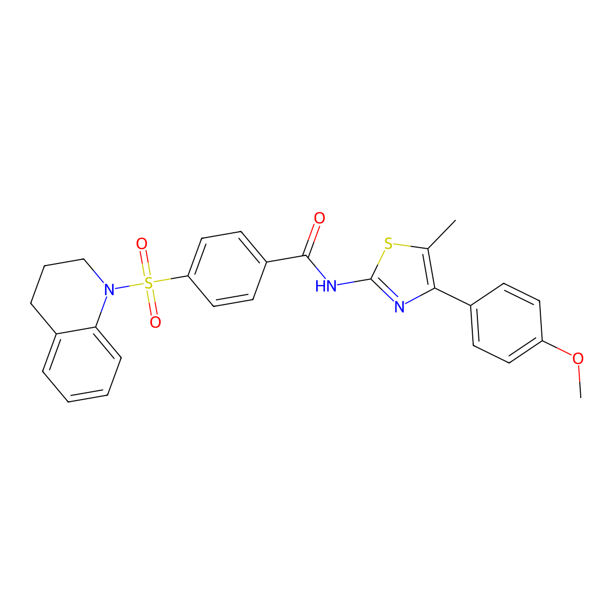 4-((3,4-dihydroquinolin-1(2H)-yl)sulfonyl)-N-(4-(4-methoxyphenyl)-5-methylthiazol-2-yl)benzamide molecular structure, CAS 536733-83-2