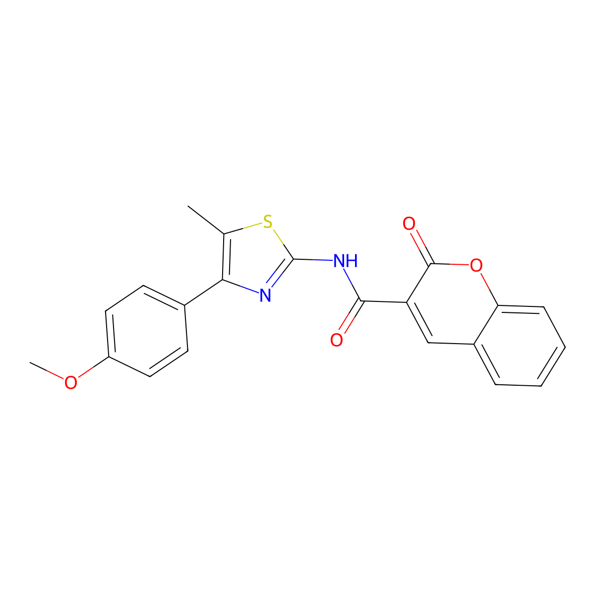 N-(4-(4-methoxyphenyl)-5-methylthiazol-2-yl)-2-oxo-2H-chromene-3-carboxamide molecular structure, CAS 536733-88-7