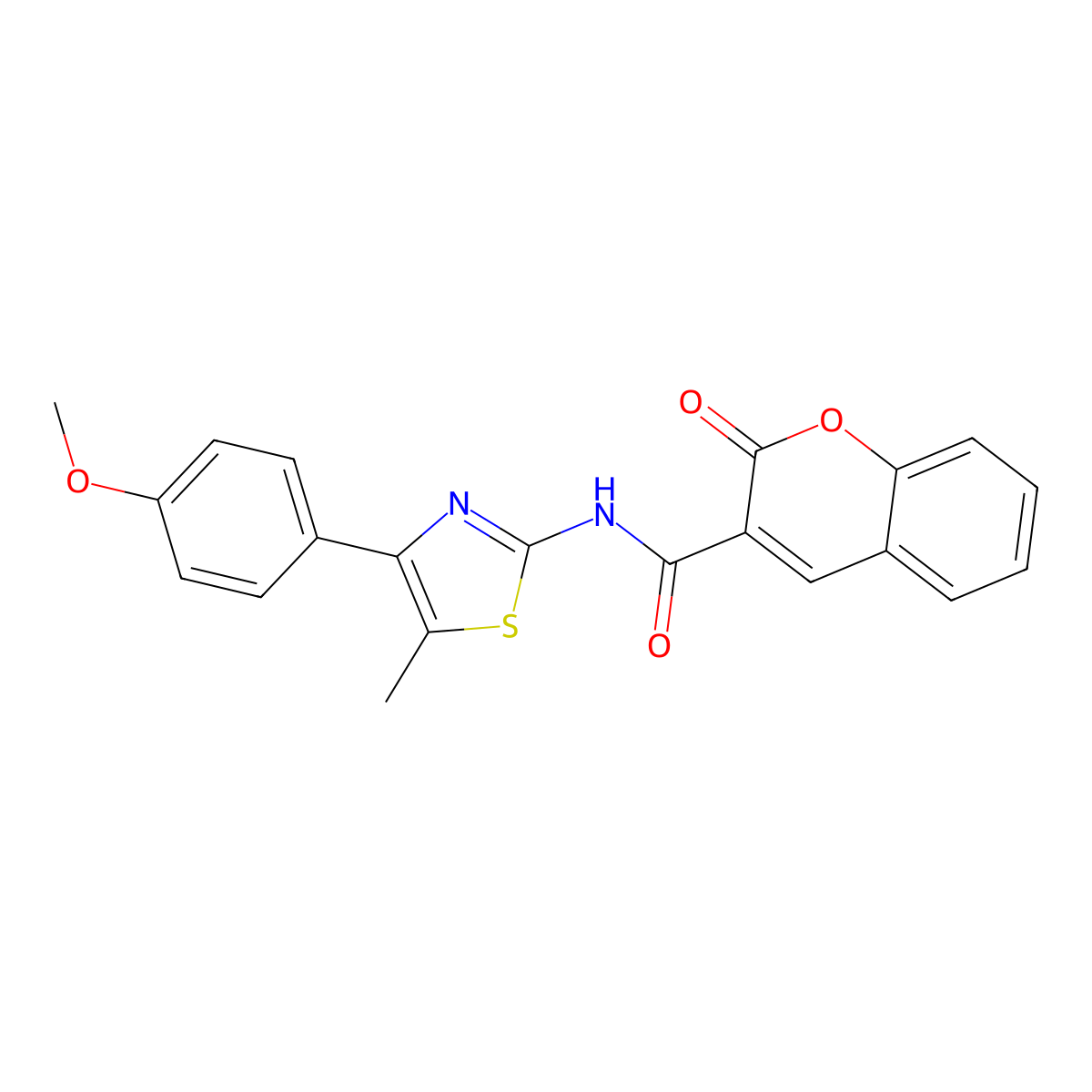N-(4-(4-methoxyphenyl)-5-methylthiazol-2-yl)-2-oxo-2H-chromene-3-carboxamide molecular structure, CAS 536733-88-7