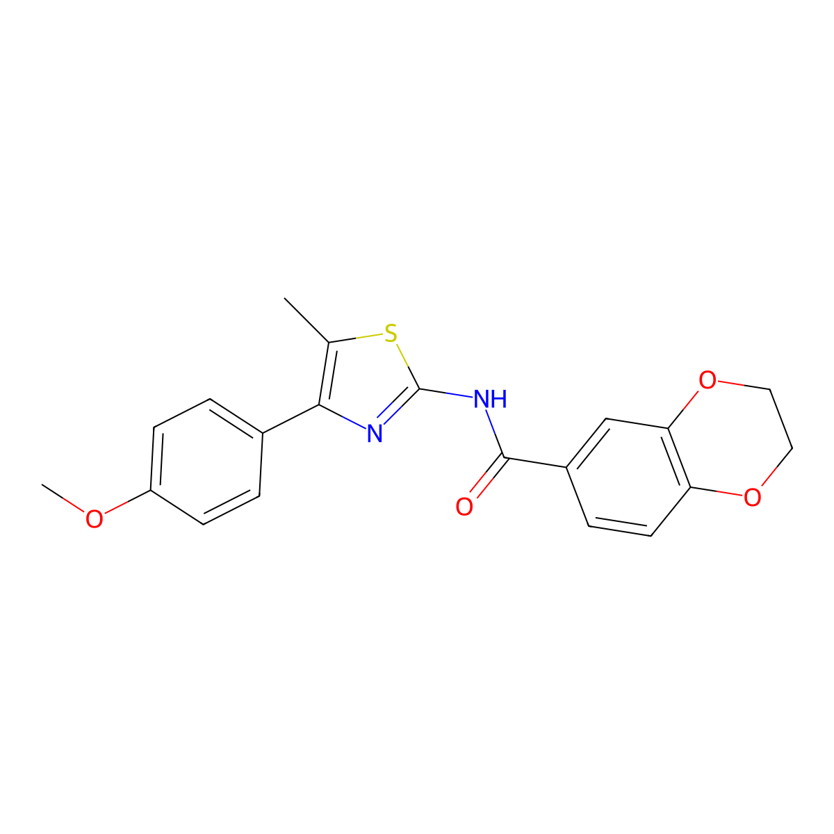N-[4-(4-methoxyphenyl)-5-methyl-1,3-thiazol-2-yl]-2,3-dihydro-1,4-benzodioxine-6-carboxamide molecular structure, CAS 536734-03-9
