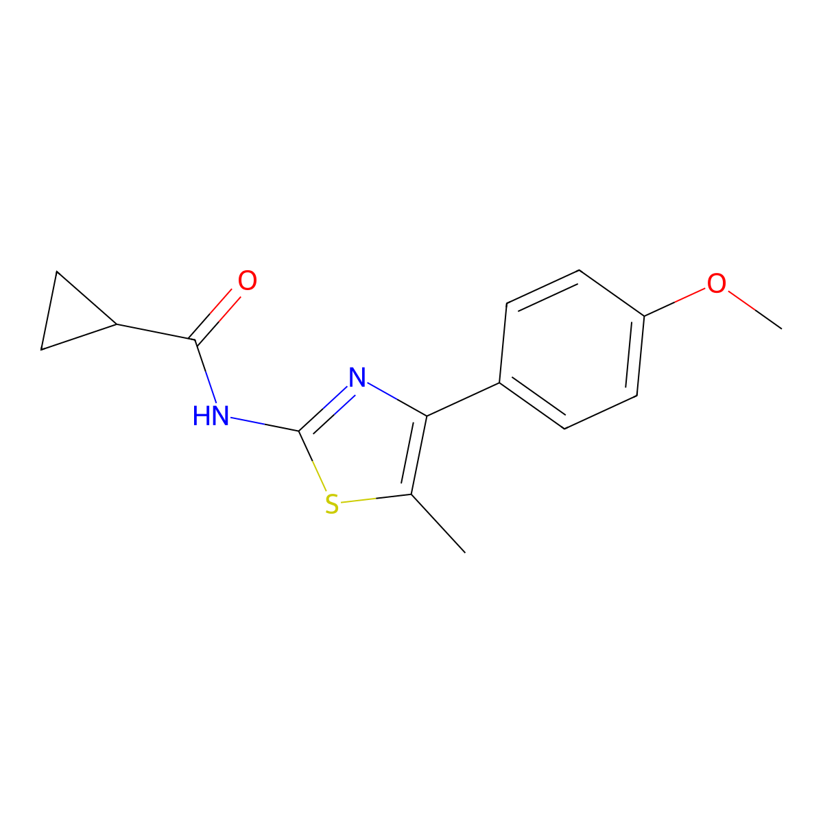 N-[4-(4-methoxyphenyl)-5-methyl-1,3-thiazol-2-yl]cyclopropanecarboxamide molecular structure, CAS 536734-11-9