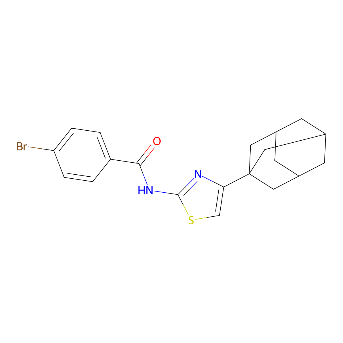 N-(4-adamantanyl(1,3-thiazol-2-yl))(4-bromophenyl)carboxamide molecular structure, CAS 536736-28-4