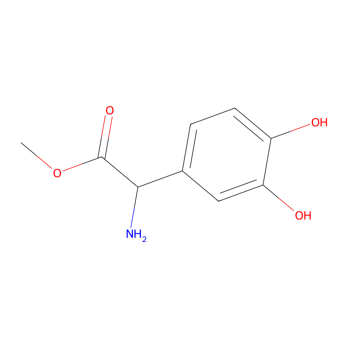 Methyl 2-amino-2-(3,4-dihydroxyphenyl)acetate molecular structure, CAS 536754-71-9
