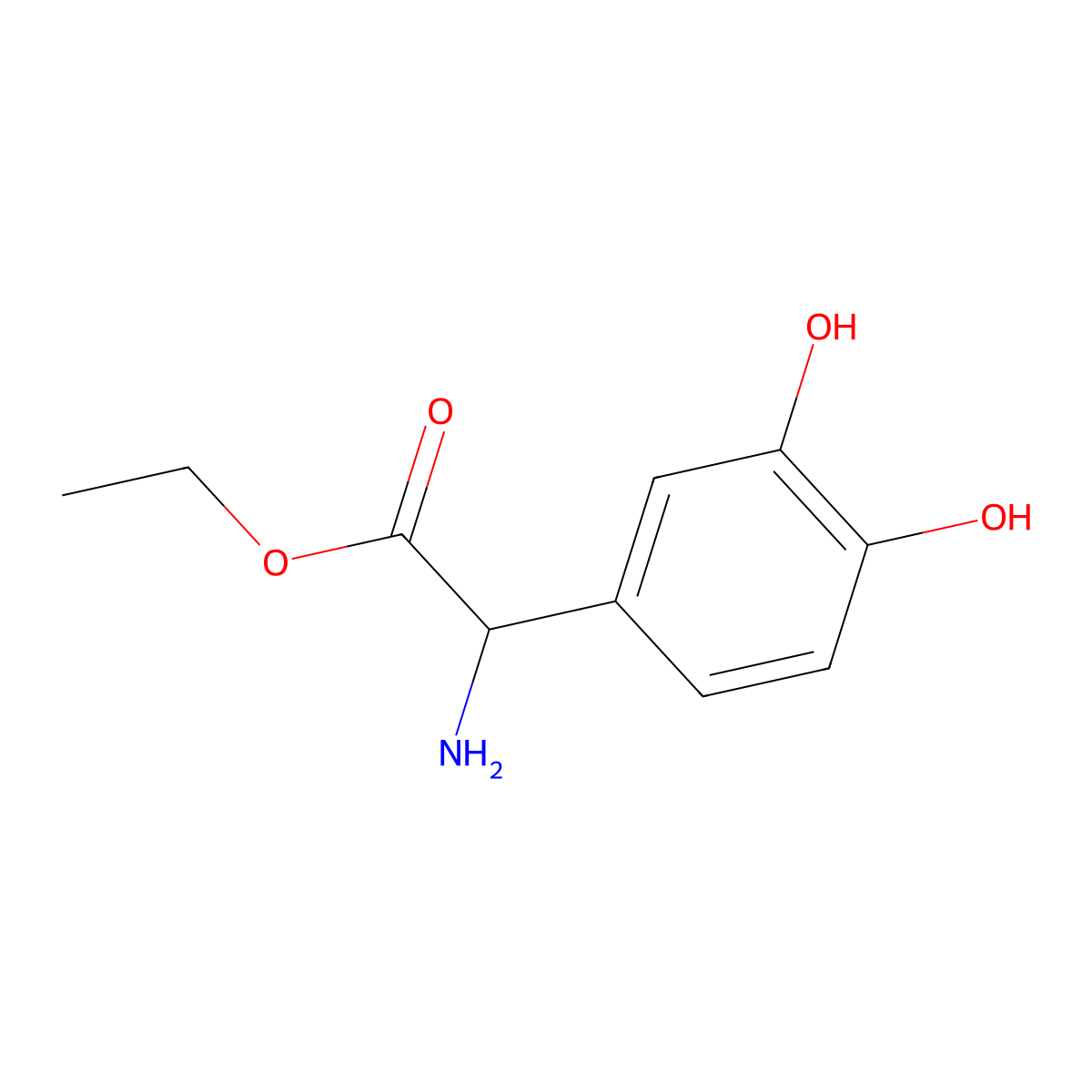 Ethyl 2-amino-2-(3,4-dihydroxyphenyl)acetate molecular structure, CAS 536754-72-0