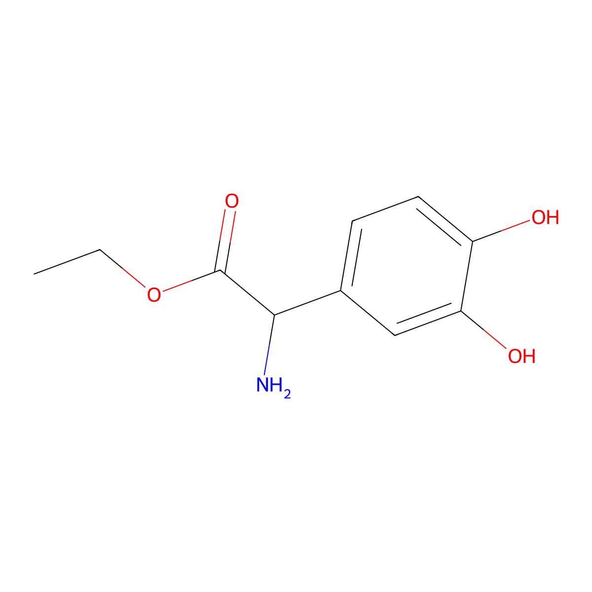 Ethyl 2-amino-2-(3,4-dihydroxyphenyl)acetate molecular structure, CAS 536754-72-0