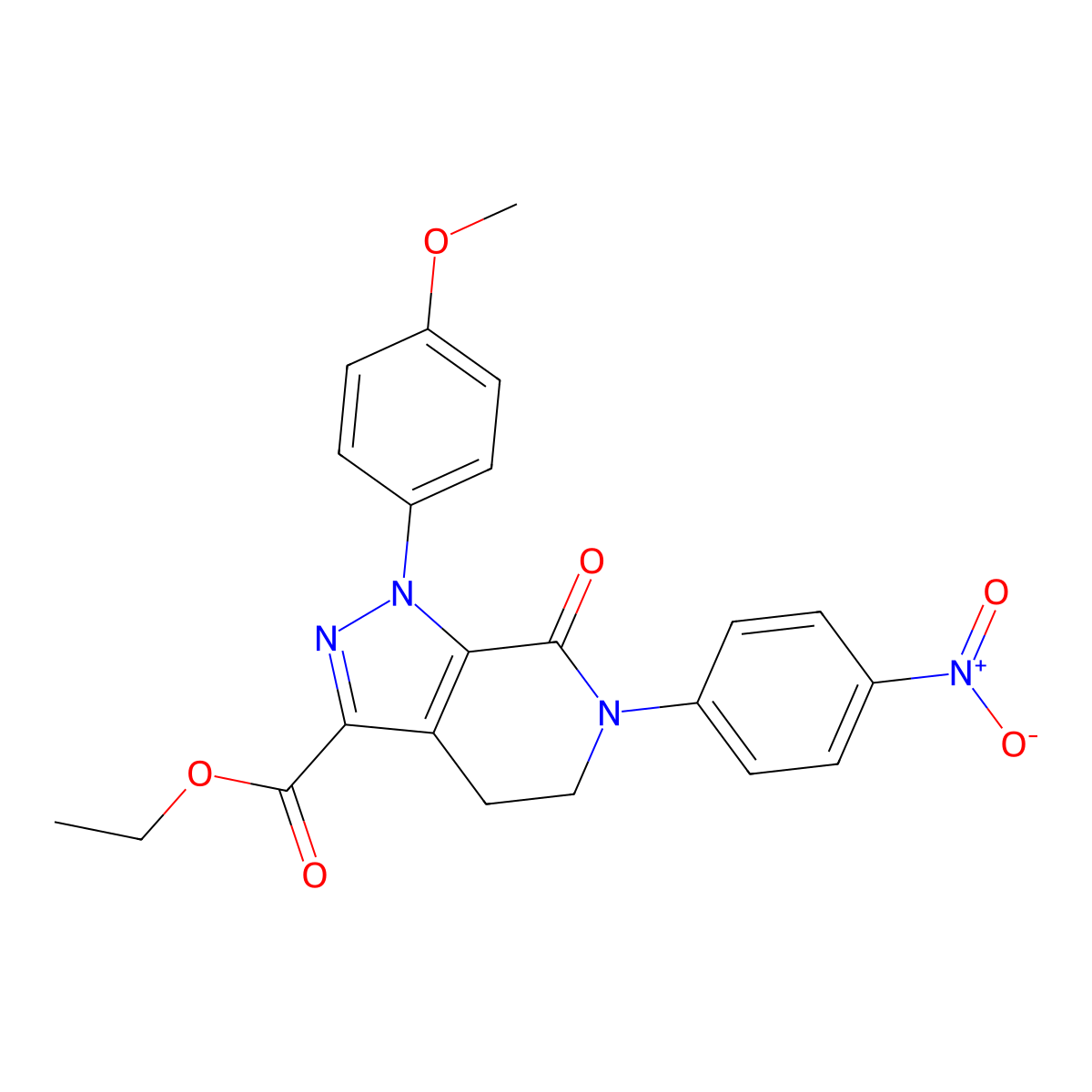Ethyl 1-(4-methoxyphenyl)-6-(4-nitrophenyl)-7-oxo-4,5,6,7-tetrahydro-1H-pyrazolo[3,4-c]pyridine-3-carboxylate molecular structure, CAS 536759-91-8