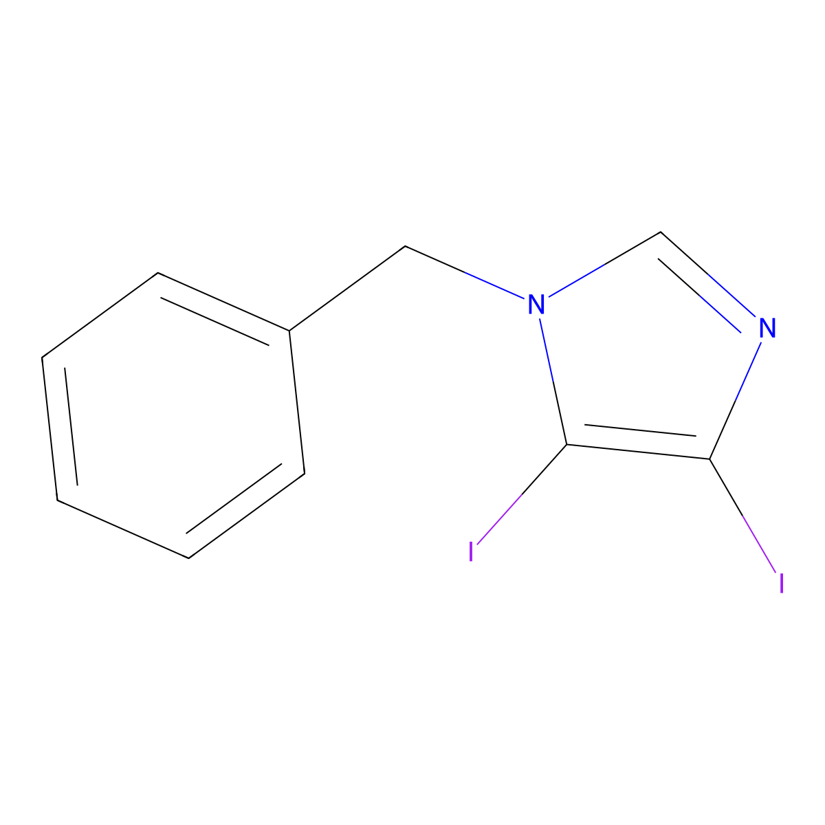 1-benzyl-4,5-diiodo-1H-imidazole molecular structure, CAS 536760-31-3