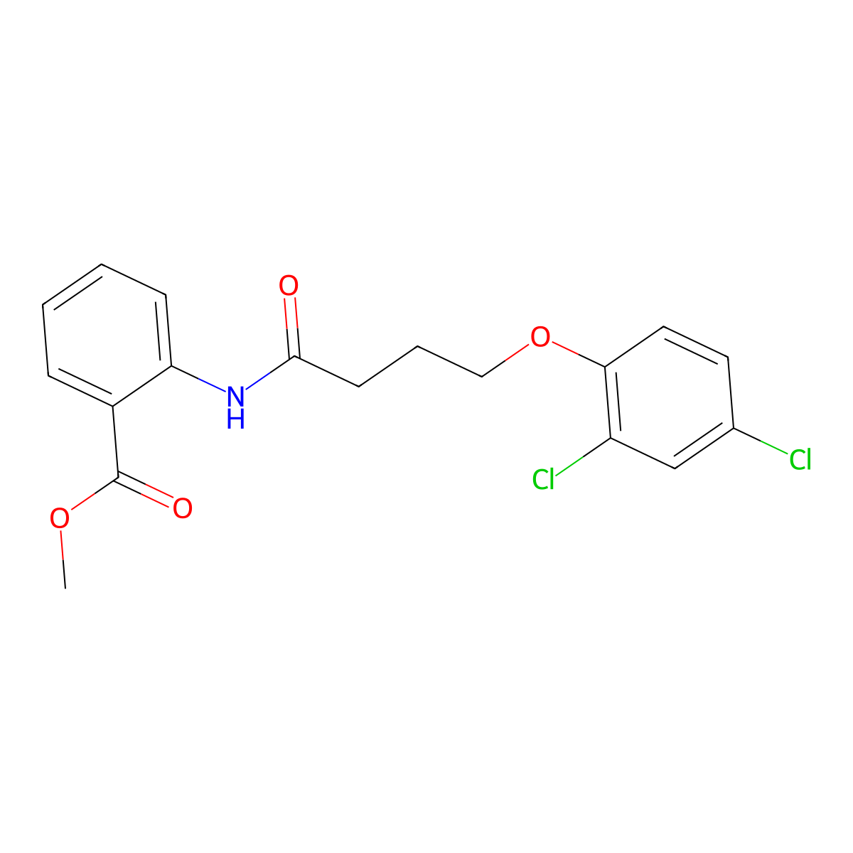 Methyl 2-[4-(2,4-dichlorophenoxy)butanoylamino]benzoate molecular structure, CAS 5368-02-5