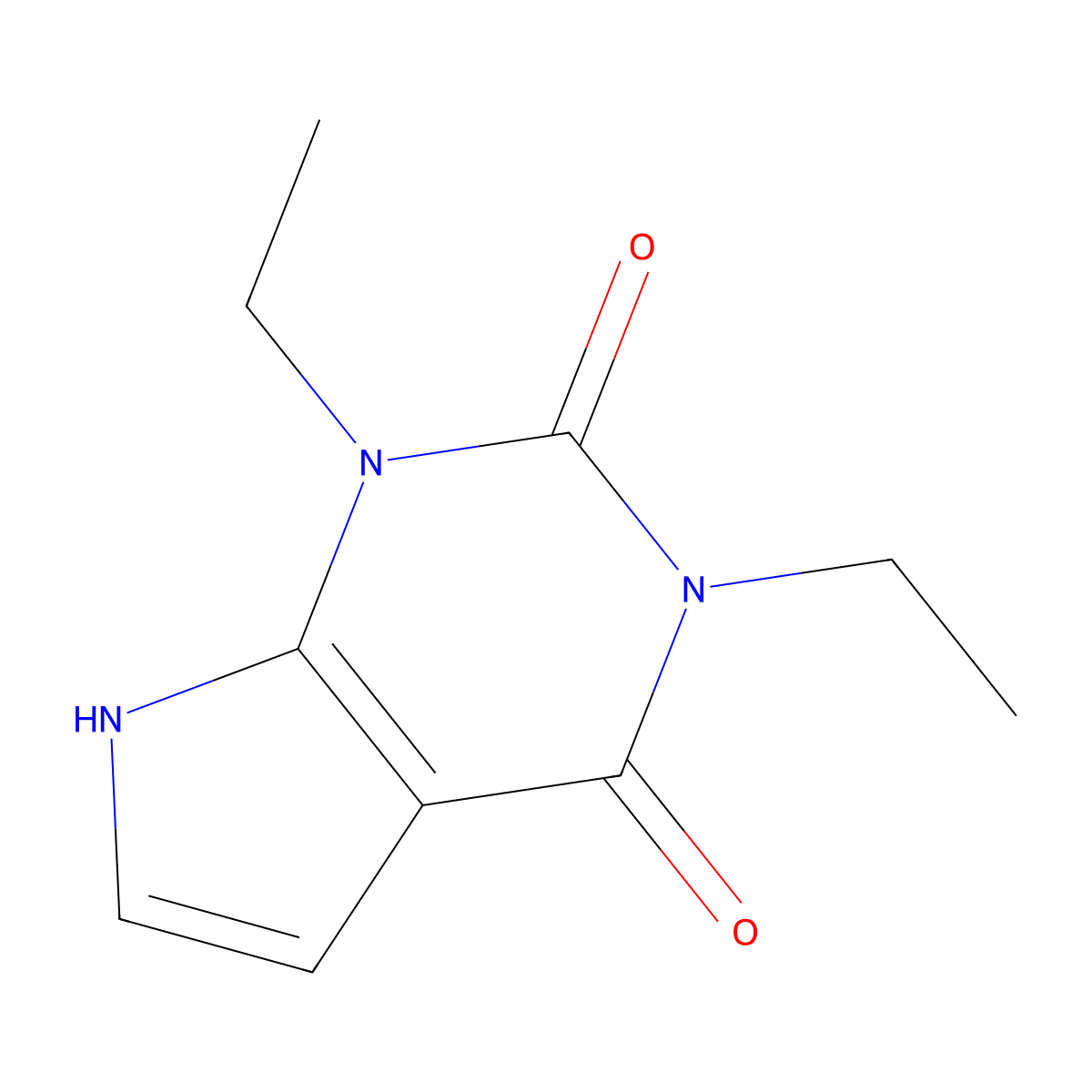 1H-Pyrrolo(2,3-d)pyrimidine-2,4(3H,7H)-dione, 1,3-diethyl- molecular structure, CAS 53680-92-5