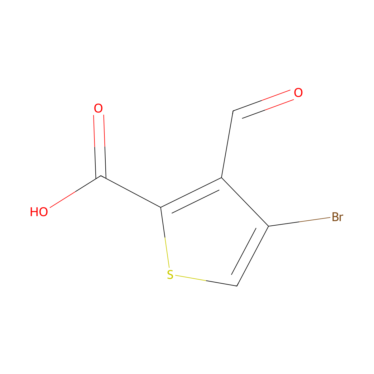 4-Bromo-3-formylthiophene-2-carboxylic acid molecular structure, CAS 53685-98-6