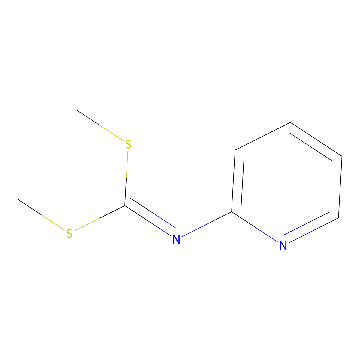 Dimethyl pyridin-2-ylcarbonimidodithioate molecular structure, CAS 53687-90-4